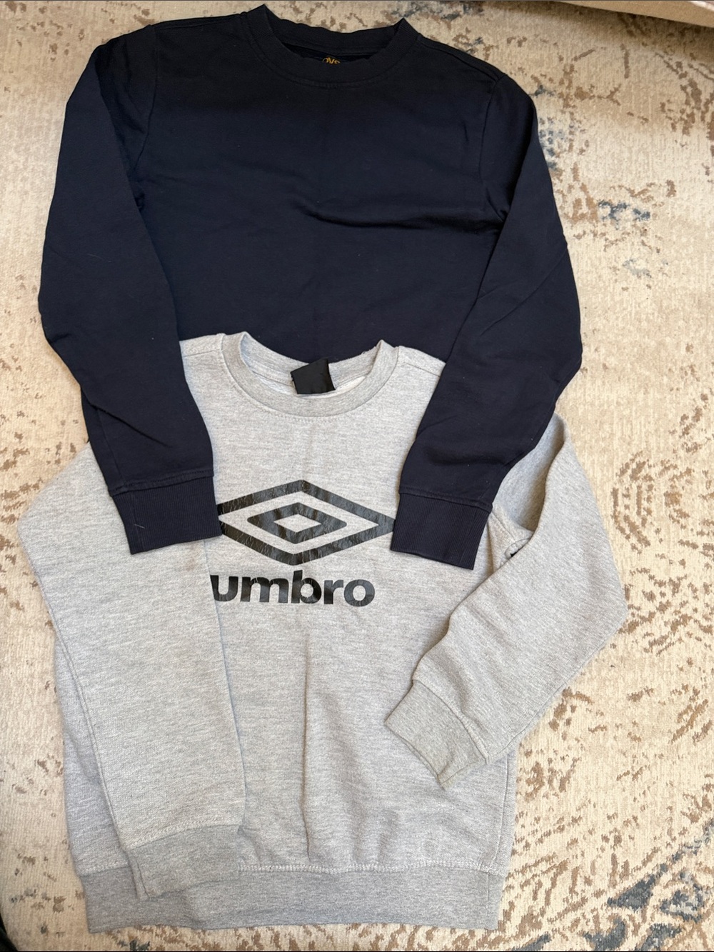 2 pieces-Umbro & UVO Kids Sweatshirts; grey and navy; size: 11/12